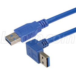 USB 3.0 Right Angle Cable Assemblies - Down Angle A