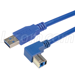 USB 3.0 Right Angle Cable Assemblies - Down Angle B